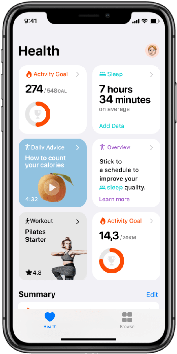 скрин «WatchFitness» на iphone